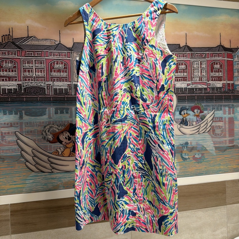 LILLY PULITZER CATHY SHIFT SZ4 INDIGO PALM READER